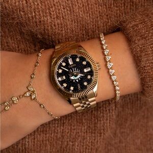 Jacquie Aiche Timex Gold Watch with Black Goldstone Dial